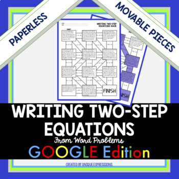 Preview of Writing Two-Step Equations From Word Problems Digital Maze Activity 