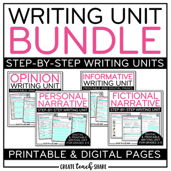 Preview of Writing Unit Bundle | Informative Narrative Opinion | Print & Digital
