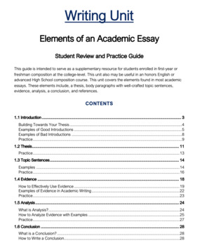 Preview of Writing Unit - Elements of an Academic Essay