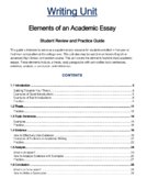 Writing Unit - Elements of an Academic Essay