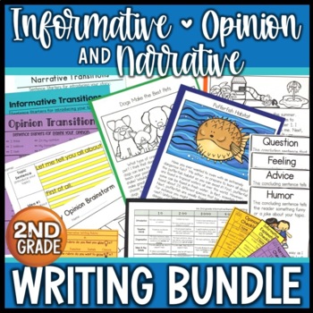 Preview of 2nd Grade Writing Bundle | Narrative Opinion Informative Explanatory Writing