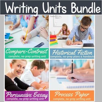 Preview of Writing Units Bundle for middle school (editable, scaffolded)