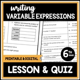 Writing Variable Expression, 6th Grade Algebraic Expressio
