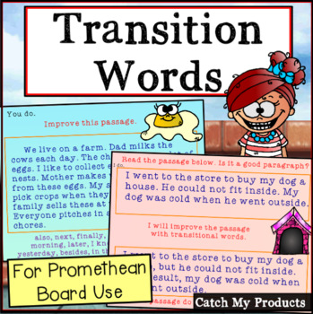 Preview of Transition Words in Narrative Writing for PROMETHEAN Board