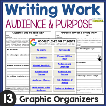Preview of Writing Work Activities - Audience and Purpose