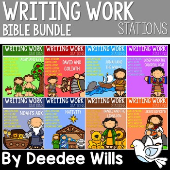 Preview of Bible Stories Writing Center Activities for Kindergarten and First Grade
