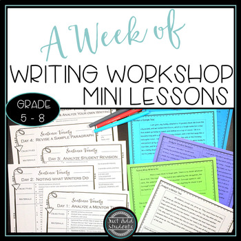 Preview of Writing Workshop Mini Lessons for Sentence Structure