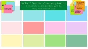 Preview of Writing Workshop Natural Disaster Vocabulary Match