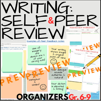 Preview of Creative and Opinion Writing Peer Feedback Graphic Organizers | Middle School