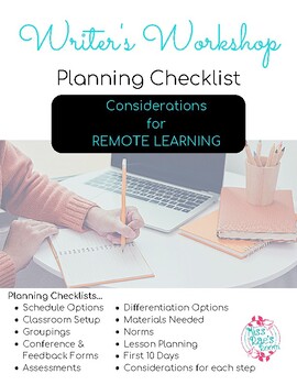 Preview of Writing Workshop Planning Checklist with Distance Learning Considerations