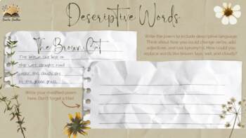 Preview of Writing Workshop Poetry Descriptive Words Activity