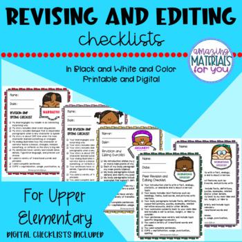 Preview of Writing Workshop | REVISING and EDITING Checklists PRINT and DIGITAL
