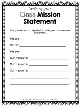FREE Class Mission Statement by Let's Talk Teaching | TPT