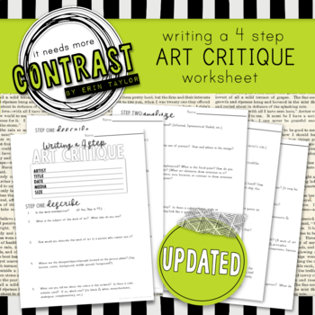Preview of Four Step Art Critique or Criticism Worksheet - High School Art or Art History