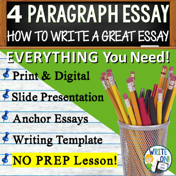 Preview of Four Paragraph Essay - How to Write a 4 Paragraph Essay - Intro to Essay Writing