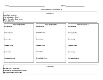 Preview of Writing a Biography Essay: Graphic Organizer