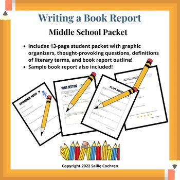 Preview of Writing a Book Report with Graphic Organizers, Middle School Packet