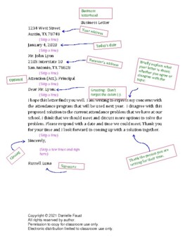 Writing a Business Letter | Example with notes and Lined sheet | TPT