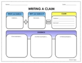 Writing a Claim: Editable Graphic Organizer (Color, B&W, & Fillable PDF)