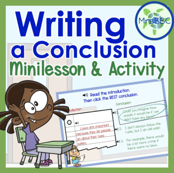 Preview of Writing a Conclusion Sentence Mini-lesson and Activity- Digital Boom Cards™