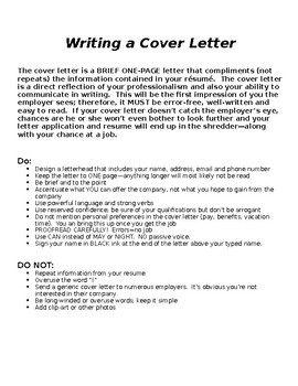 Writing a Cover Letter by Koth's Creations | Teachers Pay Teachers