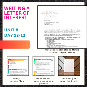 writing cover letter lesson plan