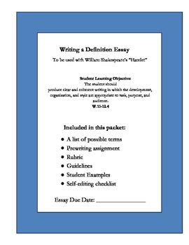 Preview of Distance Learning: Writing a Definition Essay