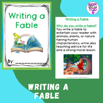 Preview of Writing a Fable Example, Graphic Organizer, and Template