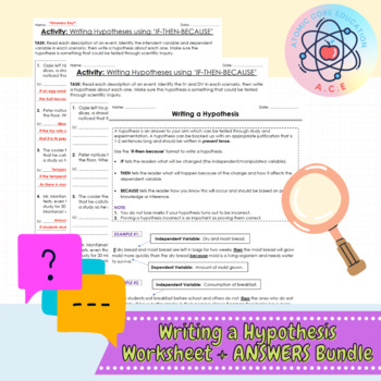 Preview of Writing a Hypothesis Worksheet & Answers