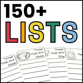 Preview of Writing Lists - 150+ List Templates for Writing Stations - Writing a List