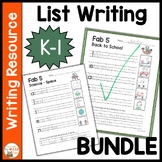 List Writing Templates for Kindergarten and First Grade Ce