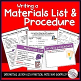 Writing a Materials List and Procedure