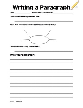 Writing a Paragraph Organizer by Jamie Swenson | TPT