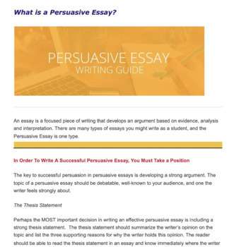 Preview of Writing a Persuasive Essay, Step-by-Step