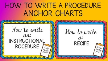 Preview of Writing a Procedure -- instructional and recipe {Posters, Labels and Rubric}