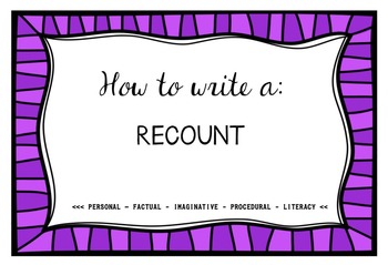 Preview of Writing a Recount {Posters, Labels and Rubric}