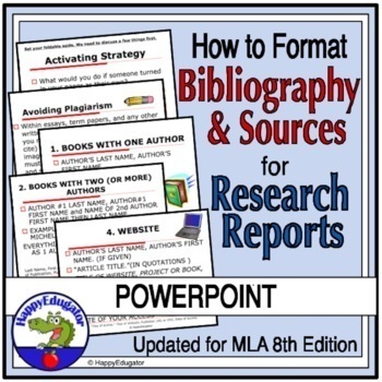 Preview of Writing a Research Paper Bibliography with Source Cards PowerPoint MLA 8 Format