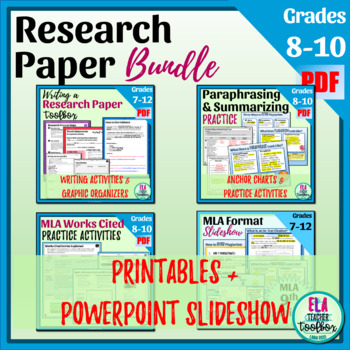 Preview of Writing a Research Paper | MLA Format| Paraphrasing Bundle | Printable