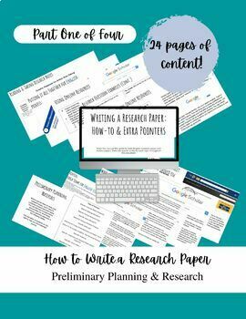 Preview of Writing a Research Paper: Preliminary Planning & Research Guide w/ Examples