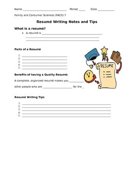 Preview of Writing a Resumé Guided Notes Sheet [Corresponds to PPT]