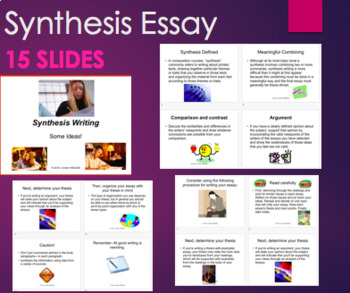 Preview of Writing a Synthesis Essay; Thesis for Synthesis Paper PPT