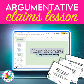 Preview of Writing an Argumentative Claim or Thesis Statement: Lesson and Activities