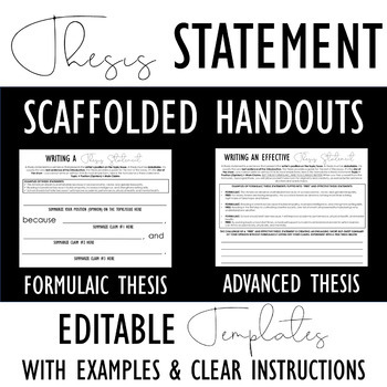 Preview of Writing a Thesis Statement: Scaffolded Organizers Perfect for Differentiation