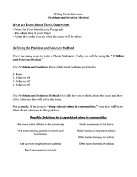 Preview of Writing a Thesis Statement - The Problem & Solution Method