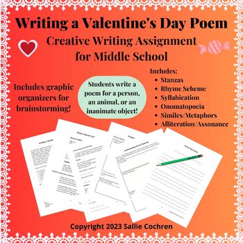 Preview of Writing a Valentine's Day Poem (Creative Writing Assignment for Middle School)