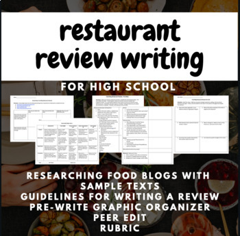 Preview of Writing a food blog restaurant review for high school