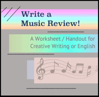 Preview of Writing a music review - questions and handout for creative writing or english