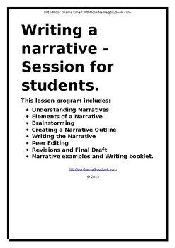 Writing a narrative - Session for students by Fifth Floor Drama | TPT