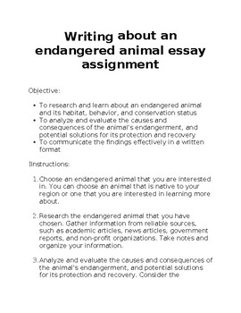 Writing about an endangered animal essay assignment by Curt's Journey