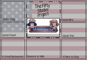 Preview of The 50 States Printable Graphic Organizer - Project and Webquest